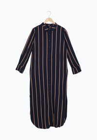Second hand shirt dress STELLA from LENZING™ ECOVERO™ - Midnight Blue / Light Camel (Stripes) - L