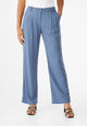 Second hand GBOLA trousers from LENZING™ ECOVERO™ with pleats - Steel Blue - M