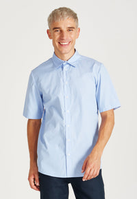 Second Hand Kurzarmhemd DYLAN aus Bio-Baumwolle - Light Blue/White (Thin Stripes) - XXL