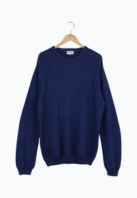 Second hand knitted sweater AIDEN made from organic cotton - Deep Blue (Melange) - XL