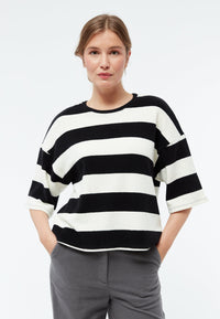 Givn Berlin Sweater GBSELMA aus recycelter Baumwolle Sweater Off White / Black (Stripes)