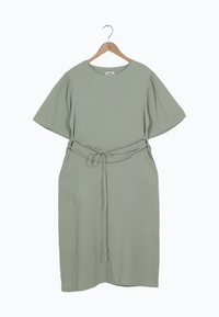 Second Hand Musselinkleid ALVA aus Bio-Baumwolle - Sage - S