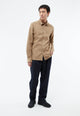 Second hand flannel shirt GBKENT made of organic cotton with stand-up collar - Beige / Grey (Melange) - S
