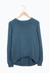 Second hand knitted sweater ERICA made from organic cotton - Teal Blue - N/A - N/A
