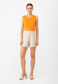 Second Hand Shorts GBCLEO aus Leinen mit elastischem Bund - Beige (Linen) - S