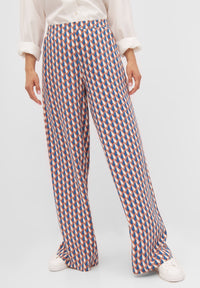 Secondhand MARLEEN Pants made from LENZING™ ECOVERO™ - Terracotta / Blue (Geometric) - XL