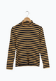 Second hand turtleneck longsleeve VIDA made from TENCEL™ Lyocell - Blue / Camel (Stripes) - L