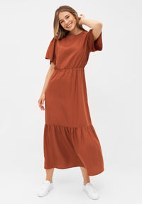 Givn Berlin Volantkleid MARISSA aus TENCEL™ REFIBRA™ Lyocell Dress Terracotta (Refibra)