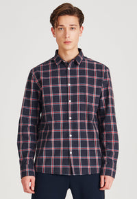 Second hand checked shirt KENT made from organic cotton - Blue / Red (Checks) - S
