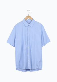 Second Hand Kurzarmhemd DYLAN aus Bio-Baumwolle - Light Blue/White (Thin Stripes) - XXL
