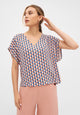 Second Hand Blusenshirt RUBY aus LENZING™ ECOVERO™ - Terracotta / Blue (Geometric) - XL