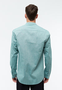 Givn Berlin Baumwollhemd GBWES mit Stehkragen Buttoned Shirt Malachite Green (Melange)