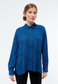 Givn Berlin Bluse GBIVA aus LENZING™ ECOVERO™ Blouse Black / Electric Blue (Tiger)