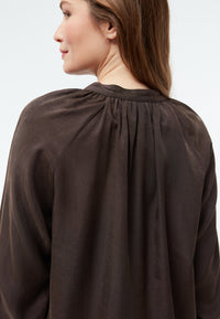 Givn Berlin Bluse GBSMILLA mit Puffärmeln aus TENCEL™ mit Peach-Effekt Blouse Coffee Brown (Tencel)