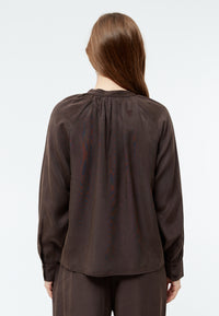 Givn Berlin Bluse GBSMILLA mit Puffärmeln aus TENCEL™ mit Peach-Effekt Blouse Coffee Brown (Tencel)