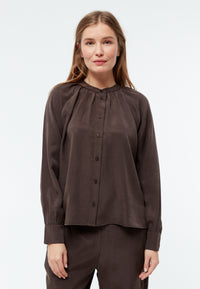 Givn Berlin Bluse GBSMILLA mit Puffärmeln aus TENCEL™ mit Peach-Effekt Blouse Coffee Brown (Tencel)
