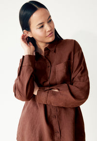 Givn Berlin Blusenhemd GBNADA aus Leinen Blouse Chocolate Brown (Linen)