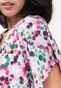 Givn Berlin Blusenshirt GBRUBY relaxed Fit aus LENZING™ ECOVERO™ Blouse Green / Violet (Bubbles)