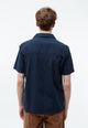 Givn Berlin Bowling-Shirt GBBARIK aus Bio-Baumwoll Seersucker Buttoned Shirt Midnight Blue (Structure)