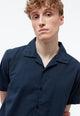 Givn Berlin Bowling-Shirt GBBARIK aus Bio-Baumwoll Seersucker Buttoned Shirt Midnight Blue (Structure)