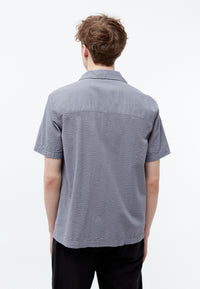 Givn Berlin Bowling-Shirt GBBARIK aus Bio-Baumwoll Seersucker Buttoned Shirt Stormy Grey (Structure)