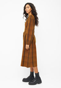 Givn Berlin Flanellkleid ALINE aus Bio-Baumwolle Dress Brown / Blue / Oak (Checked)