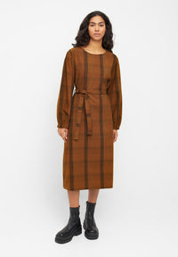 Givn Berlin Flanellkleid ALINE aus Bio-Baumwolle Dress Brown / Blue / Oak (Checked)