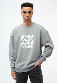 Givn Berlin GBCemali (Circles Squares) Sweater Grey Melange