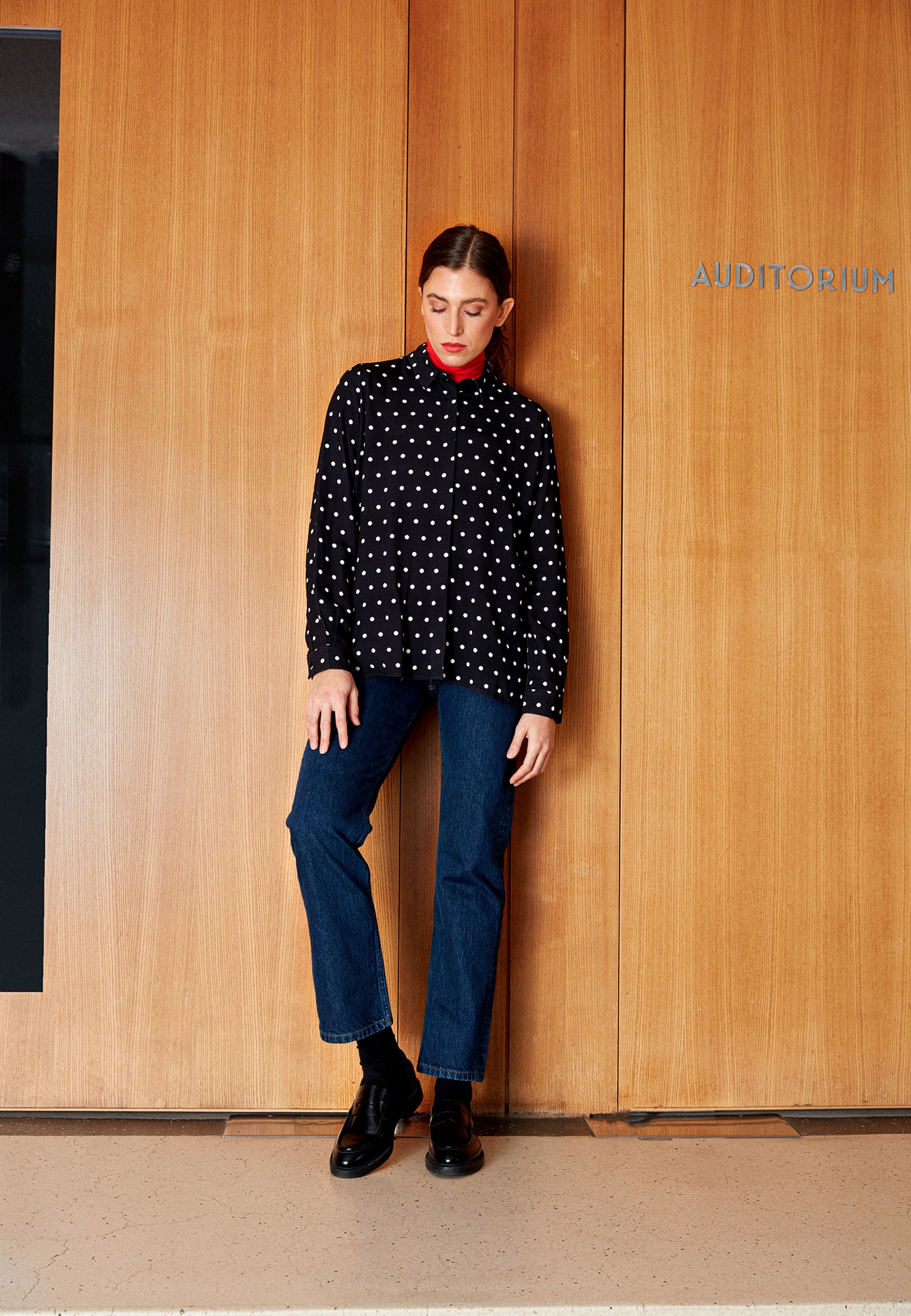 Givn Berlin Bluse GBIVA aus LENZING™ ECOVERO™ mit Stehkragen Blouse Black / White (Polkadots)