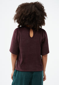 Givn Berlin Samtbluse GBJANKA aus Bio-Baumwolle mit Puffärmeln Blouse Midnight Plum