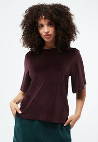 Givn Berlin Samtbluse GBJANKA aus Bio-Baumwolle mit Puffärmeln Blouse Midnight Plum