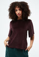 Givn Berlin Samtbluse GBJANKA aus Bio-Baumwolle mit Puffärmeln Blouse Midnight Plum