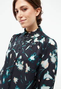 Givn Berlin Bluse GBKASIA aus Cupro (Bemberg™) mit Puffärmeln Blouse Black / Dark Teal (Flowers)