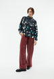 Givn Berlin Bluse GBKASIA aus Cupro (Bemberg™) mit Puffärmeln Blouse Black / Dark Teal (Flowers)