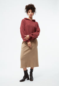 Givn Berlin Strickpullover GBMARIELLA relaxed Fit aus Bio-Baumwolle mit Kaputze Sweater Cranberry