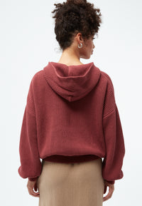 Givn Berlin Strickpullover GBMARIELLA relaxed Fit aus Bio-Baumwolle mit Kaputze Sweater Cranberry