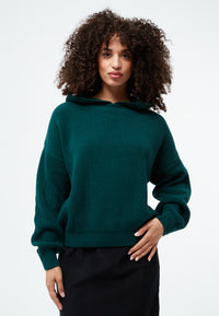 Givn Berlin Strickpullover GBMARIELLA relaxed Fit aus Bio-Baumwolle mit Kaputze Sweater Dark Teal