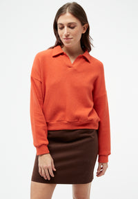 Givn Berlin Sweater GBRESA aus recycelter Baumwolle mit Kragen Sweater Dark Orange