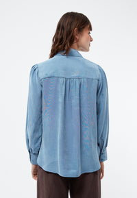 Givn Berlin Geraffte Bluse GBKASIA aus TENCEL™ mit Peach-Effekt Blouse Cloudy Blue (Tencel)