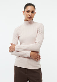 Givn Berlin Geripptes Longsleeve GBVIDA aus Bio-Baumwolle mit Rollkragen Longsleeve Powder Pink