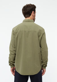 Givn Berlin Hemd GBYUVAL aus Bio-Baumwoll Seersucker Buttoned Shirt Faded Olive (Structure)