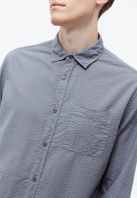 Givn Berlin Hemd GBYUVAL aus Bio-Baumwoll Seersucker Buttoned Shirt Stormy Grey (Structure)