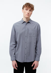 Givn Berlin Hemd GBYUVAL aus Bio-Baumwoll Seersucker Buttoned Shirt Stormy Grey (Structure)