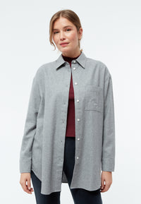 Givn Berlin Hemdbluse GBELIDA in langer Passform Blouse Mid Grey