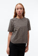 Givn Berlin Karo-Bluse GBGRETEL aus Bio-Baumwoll Seersucker Blouse Light Taupe / Black (Structure)
