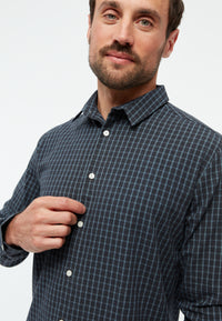Givn Berlin Karo-Hemd KENT aus Bio-Baumwolle Buttoned Shirt Dark Grey / Light Blue (Checked)