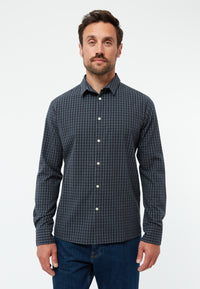 Givn Berlin Karo-Hemd KENT aus Bio-Baumwolle Buttoned Shirt Dark Grey / Light Blue (Checked)