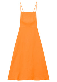 Givn Berlin Kleid GBGIANA slim Fit aus Leinen mit Rückendetail Dress Mandarine (Linen)