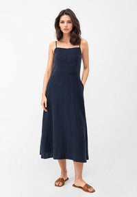Givn Berlin Kleid GBGIANA slim Fit aus Leinen mit Rückendetail Dress Midnight Blue (Linen)