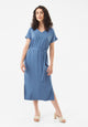 Givn Berlin Midi-Kleid GBPHILINE aus LENZING™ ECOVERO™ mit Bindegürtel Dress Steel Blue